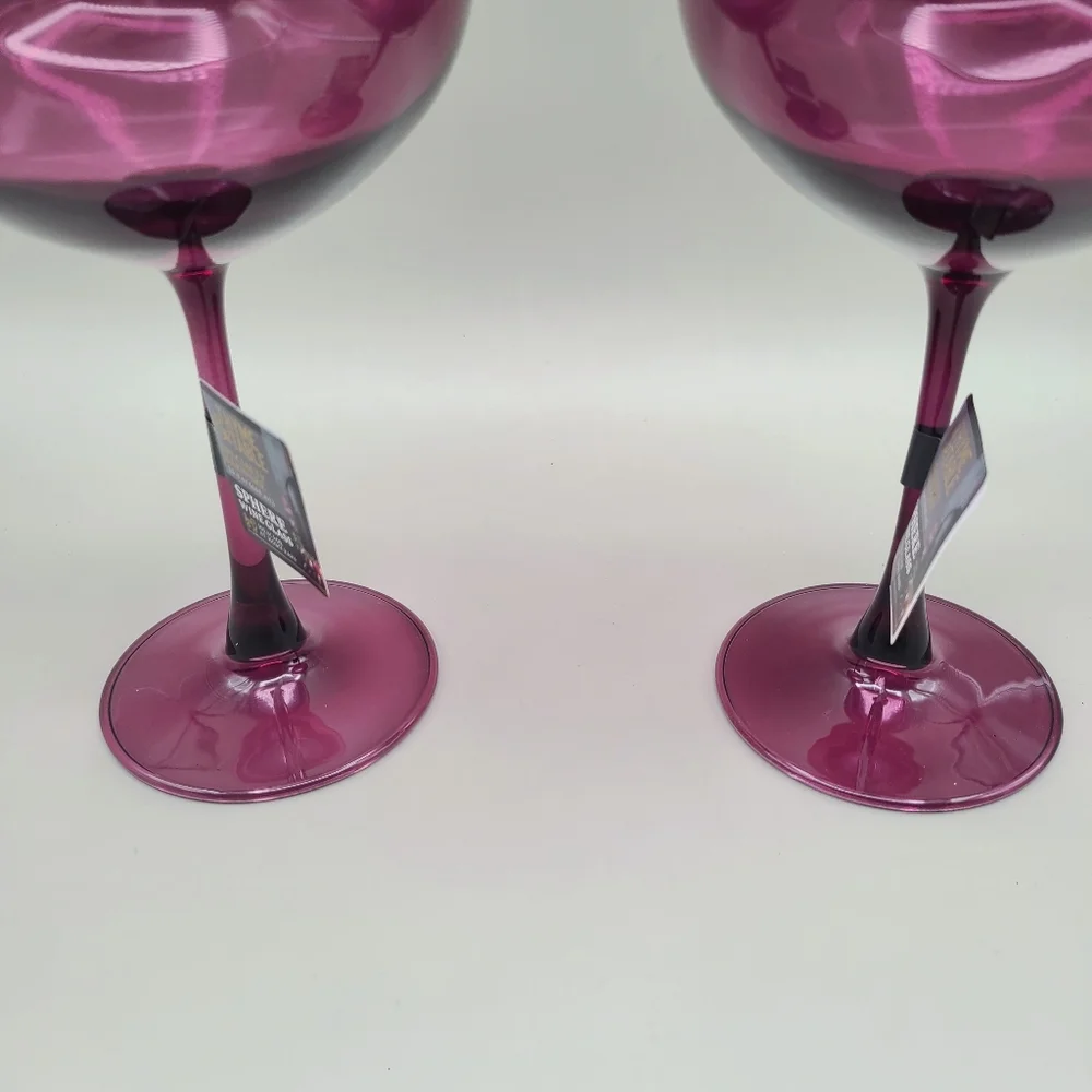 Thyme & Table Magenta Sphere Wine Glasses, Set of 2, NWT